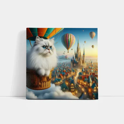 Persian Cat Hot Air Balloon Fantasy City