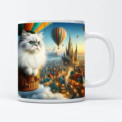 Persian Cat Hot Air Balloon Fantasy City