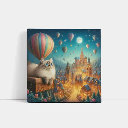 Ragdoll Cat Hot Air Balloon Fantasy City