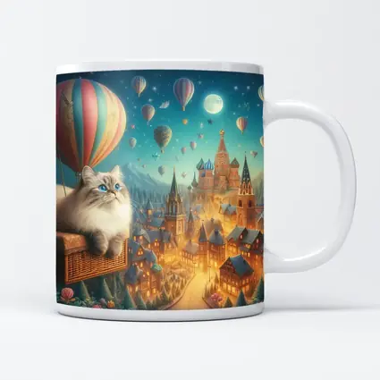 Ragdoll Cat Hot Air Balloon Fantasy City