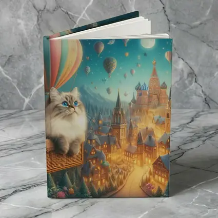 Ragdoll Cat Hot Air Balloon Fantasy City