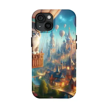 Cat Hot Air Balloon Fantasy Castle Town