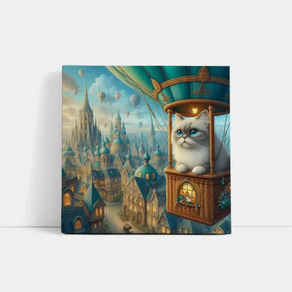 Ragdoll Cat Hot Air Balloon Fantasy City