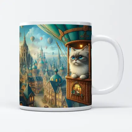 Ragdoll Cat Hot Air Balloon Fantasy City