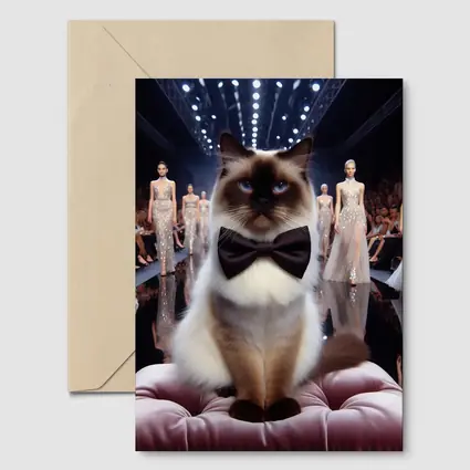 Birman Cat Bow Tie Fashion Runway Show