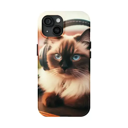 Birman Cat DJ Headphones Outdoor Party