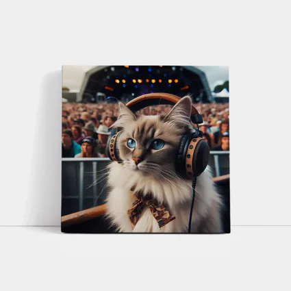 Ragdoll Cat Headphones Concert Festival Crowd