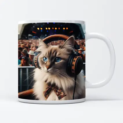 Ragdoll Cat Headphones Concert Festival Crowd