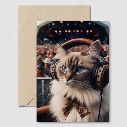 Ragdoll Cat Headphones Concert Festival Crowd