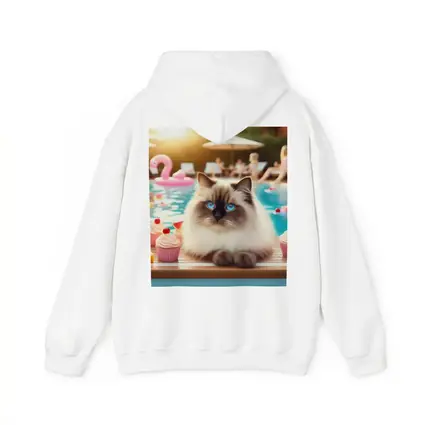 Birman Cat Blue Eyes Pool Party Summer