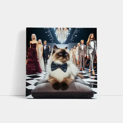 Birman Cat Wearing Bow Tie Fashion Runway