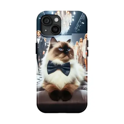 Birman Cat Wearing Bow Tie Fashion Runway