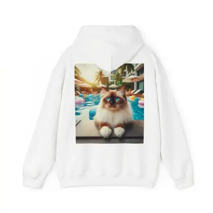 Ragdoll Cat Relaxing By Resort Pool