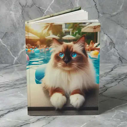 Ragdoll Cat Relaxing By Resort Pool