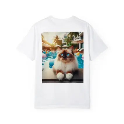 Ragdoll Cat Relaxing By Resort Pool