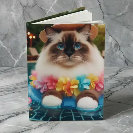 Ragdoll Cat Relaxing by Tropical Pool