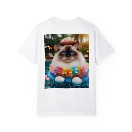 Ragdoll Cat Relaxing by Tropical Pool