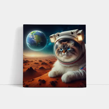 Ragdoll Cat Astronaut on Mars Surface