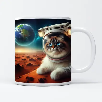 Ragdoll Cat Astronaut on Mars Surface