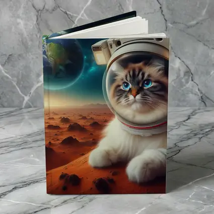 Ragdoll Cat Astronaut on Mars Surface