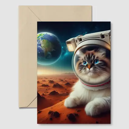 Ragdoll Cat Astronaut on Mars Surface