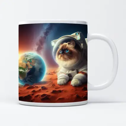 Himalayan Cat Astronaut On Mars Surface