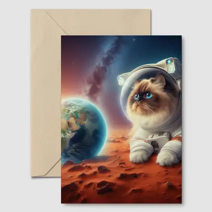 Himalayan Cat Astronaut On Mars Surface