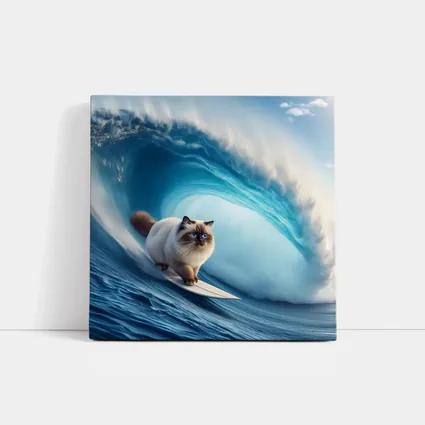 Birman Cat Surfing Giant Ocean Wave