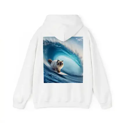 Birman Cat Surfing Giant Ocean Wave