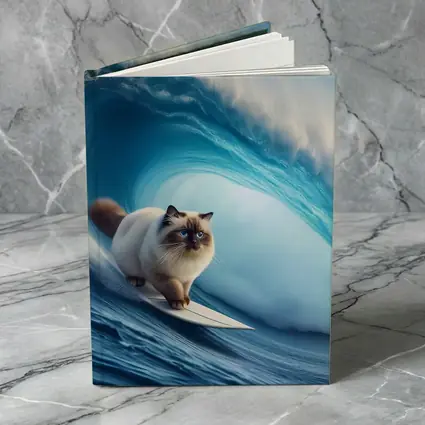 Birman Cat Surfing Giant Ocean Wave