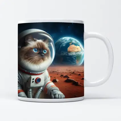 Ragdoll Cat Astronaut On Mars Surface
