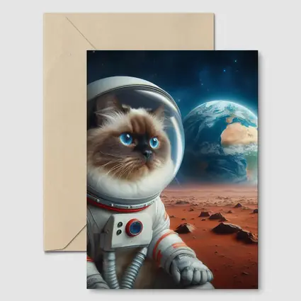 Ragdoll Cat Astronaut On Mars Surface