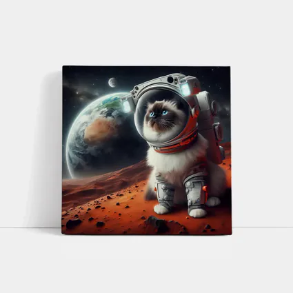 Birman Cat Astronaut on Mars Space