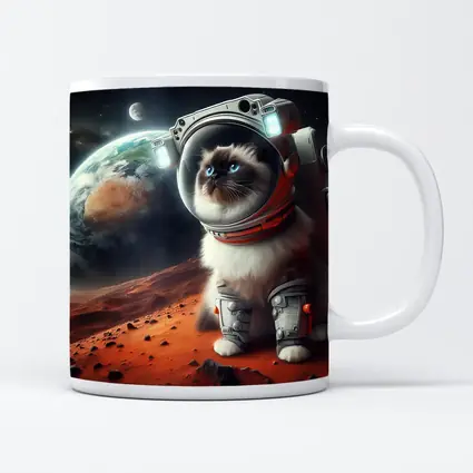 Birman Cat Astronaut on Mars Space
