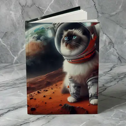 Birman Cat Astronaut on Mars Space
