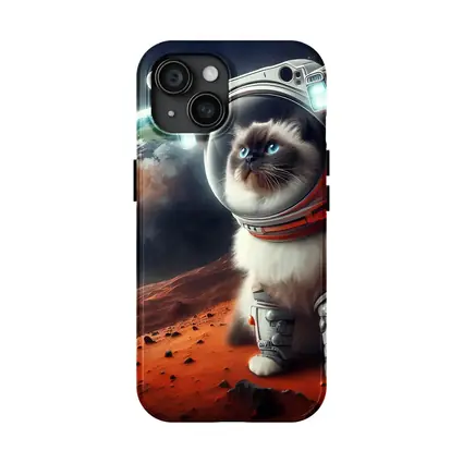 Birman Cat Astronaut on Mars Space