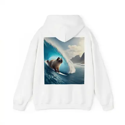 Siamese Cat Surfing Giant Ocean Wave