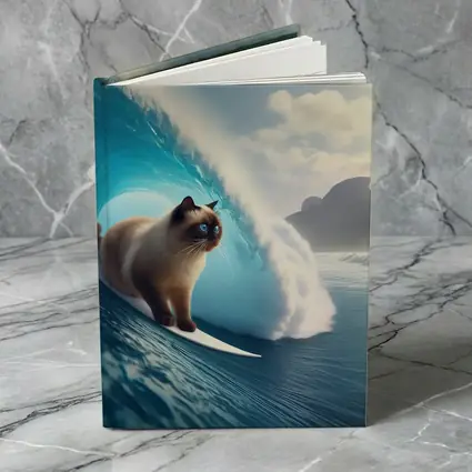 Siamese Cat Surfing Giant Ocean Wave
