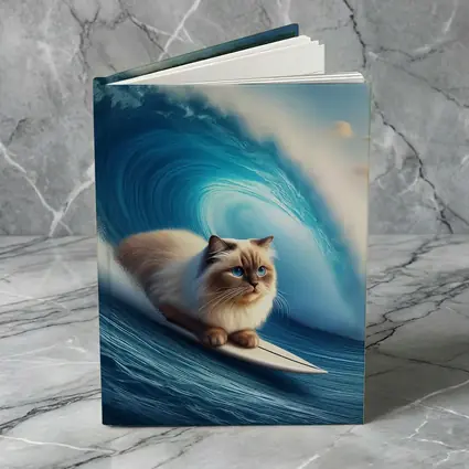 Ragdoll Cat Surfing Giant Ocean Wave
