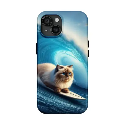 Ragdoll Cat Surfing Giant Ocean Wave