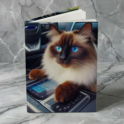 Birman Cat Sitting Inside Car Interior