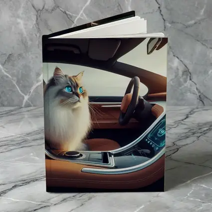 Ragdoll Cat Sitting Inside Luxury Car