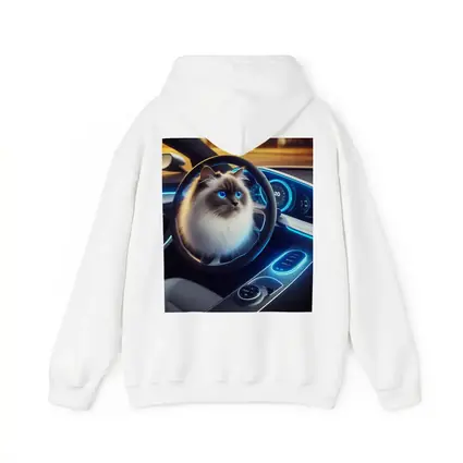 Ragdoll Cat Sitting Inside Futuristic Car
