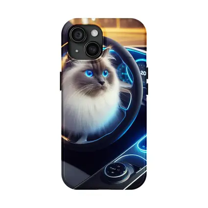 Ragdoll Cat Sitting Inside Futuristic Car