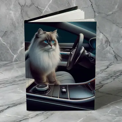 Ragdoll Cat Inside Luxury Car Interior