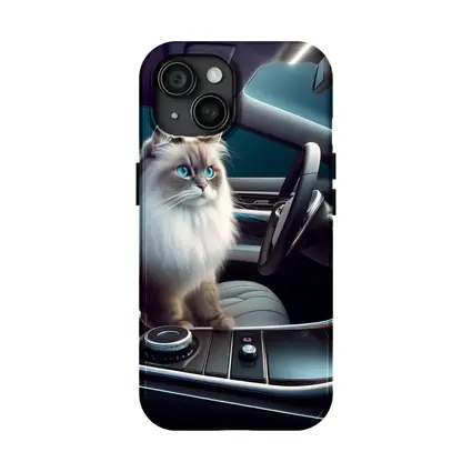 Ragdoll Cat Inside Luxury Car Interior
