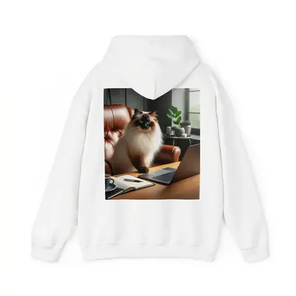 Birman Cat Sitting At Office Desk