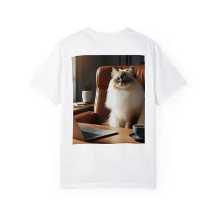 Birman Cat Sitting at Office Desk