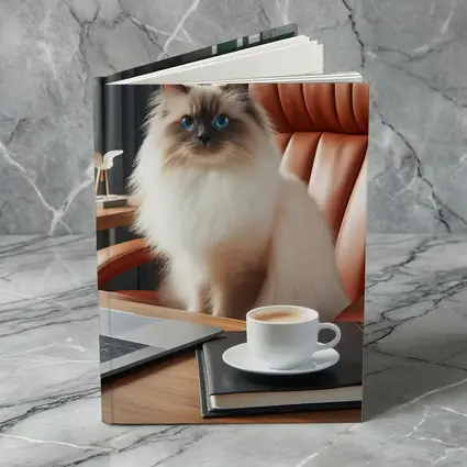 Birman Cat Blue Eyes Office Desk