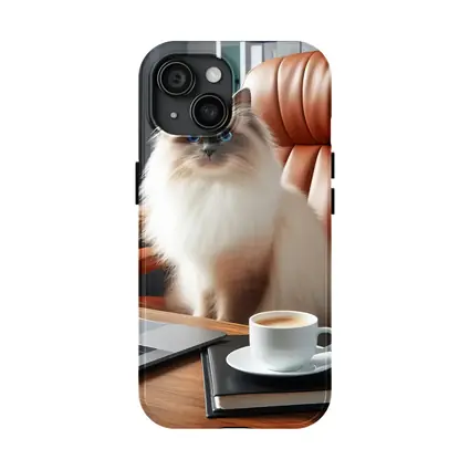 Birman Cat Blue Eyes Office Desk